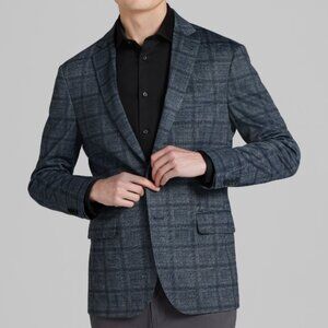 NEW Kenneth Cole Slim Fit Plaid Knit Sport Coat Blazer Sportcoat 50R